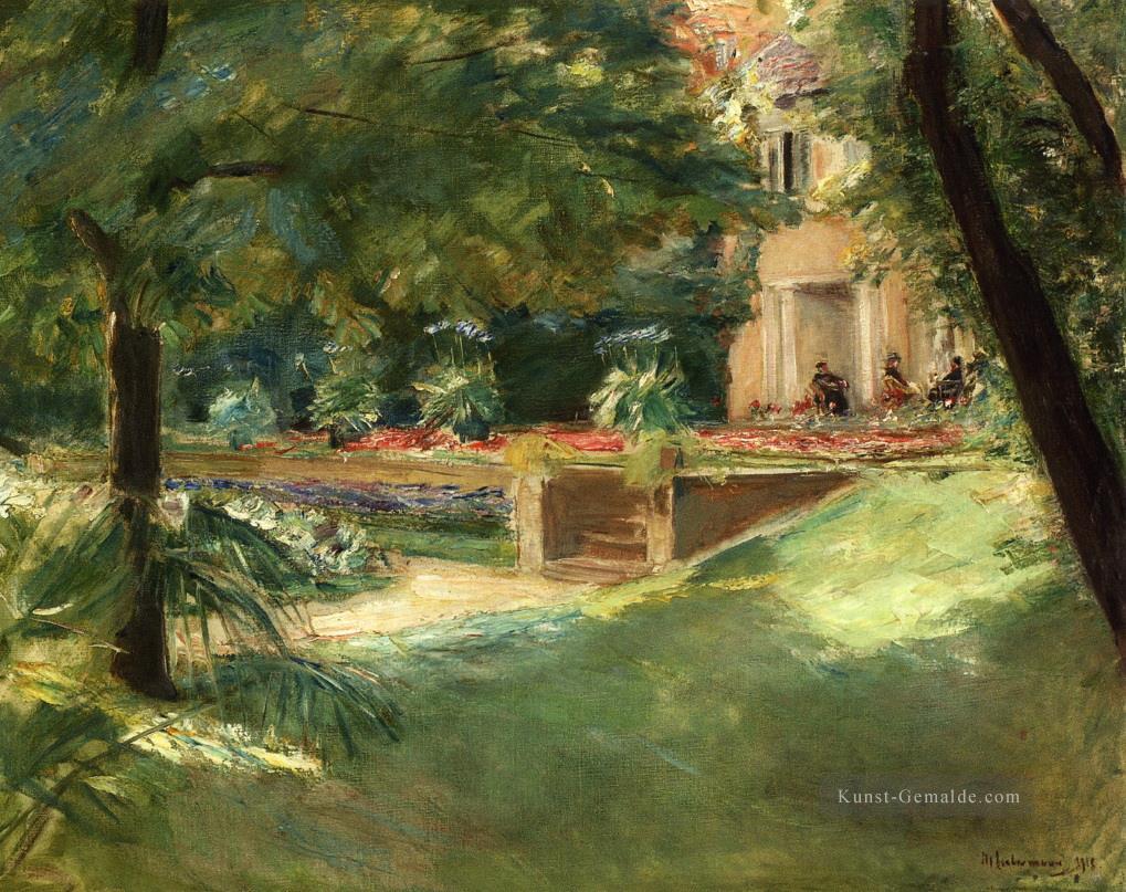 Terrasse mit Blick auf den Blumengarten im Wahsee 1918 Max Liebermann Deutscher Impressionismus Ölgemälde